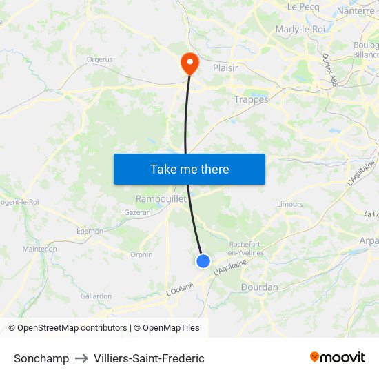 Sonchamp to Villiers-Saint-Frederic map