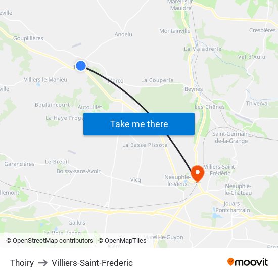 Thoiry to Villiers-Saint-Frederic map