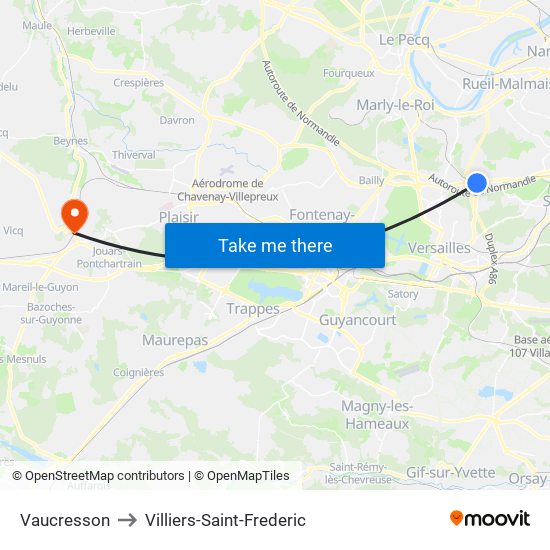Vaucresson to Villiers-Saint-Frederic map