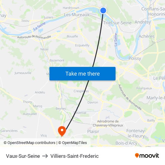 Vaux-Sur-Seine to Villiers-Saint-Frederic map