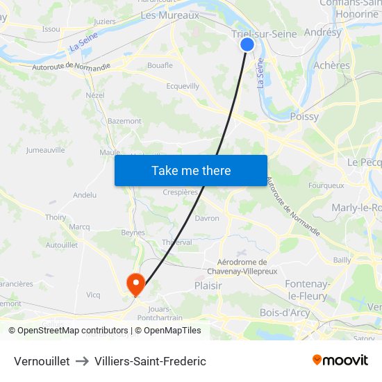 Vernouillet to Villiers-Saint-Frederic map