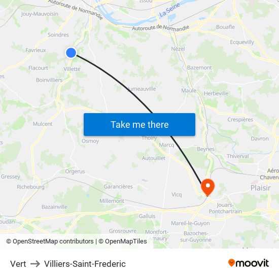 Vert to Villiers-Saint-Frederic map