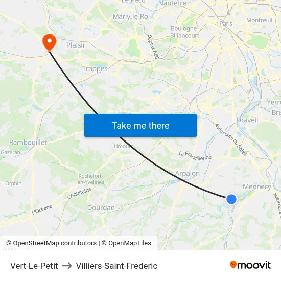 Vert-Le-Petit to Villiers-Saint-Frederic map