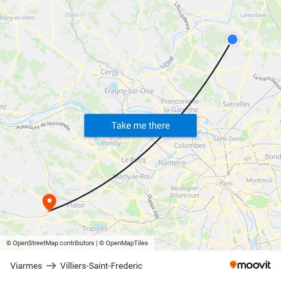 Viarmes to Villiers-Saint-Frederic map