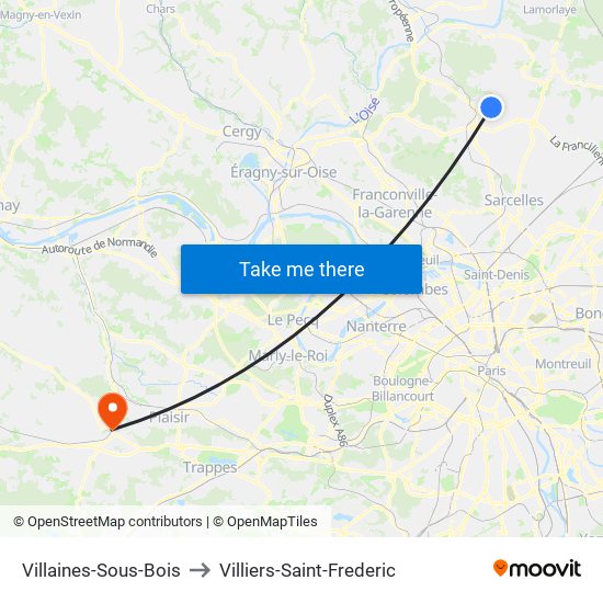 Villaines-Sous-Bois to Villiers-Saint-Frederic map