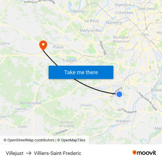 Villejust to Villiers-Saint-Frederic map