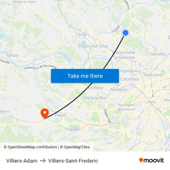 Villiers-Adam to Villiers-Saint-Frederic map