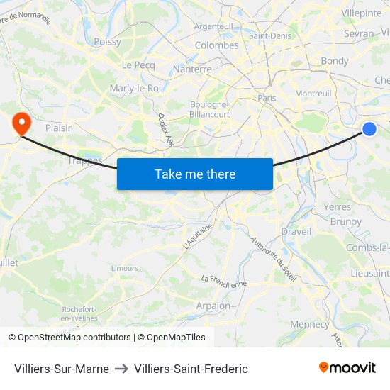 Villiers-Sur-Marne to Villiers-Saint-Frederic map