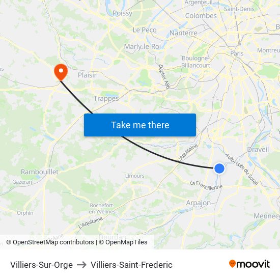 Villiers-Sur-Orge to Villiers-Saint-Frederic map