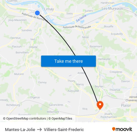 Mantes-La-Jolie to Villiers-Saint-Frederic map