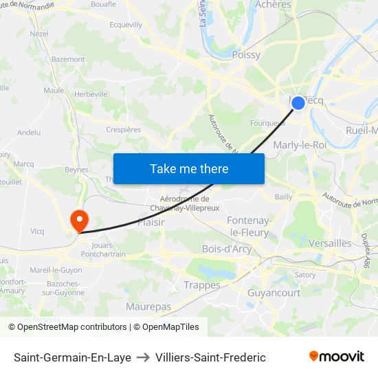 Saint-Germain-En-Laye to Villiers-Saint-Frederic map