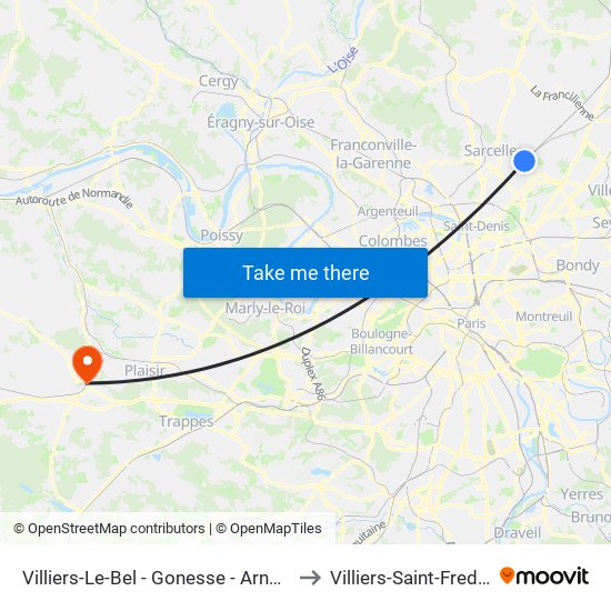 Villiers-Le-Bel - Gonesse - Arnouville to Villiers-Saint-Frederic map