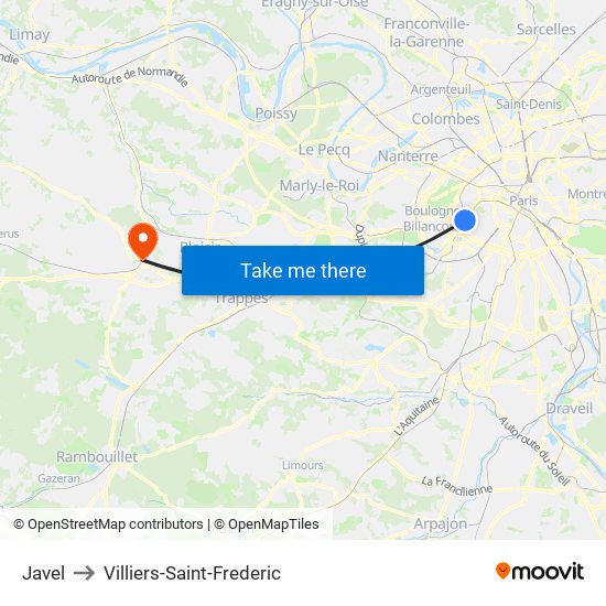 Javel to Villiers-Saint-Frederic map