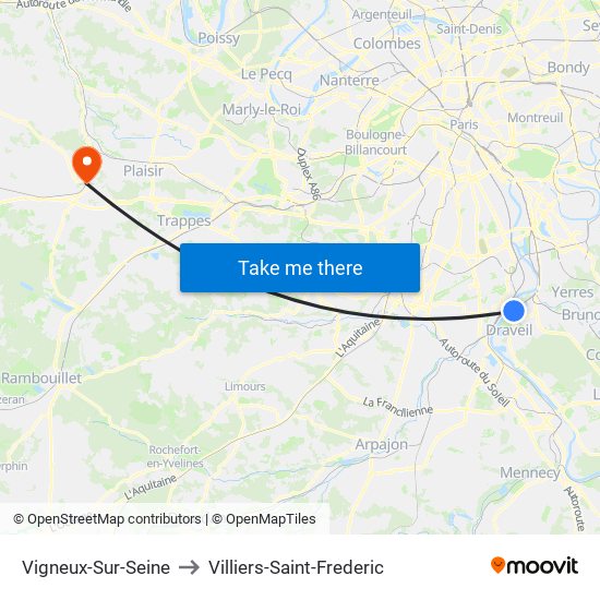 Vigneux-Sur-Seine to Villiers-Saint-Frederic map