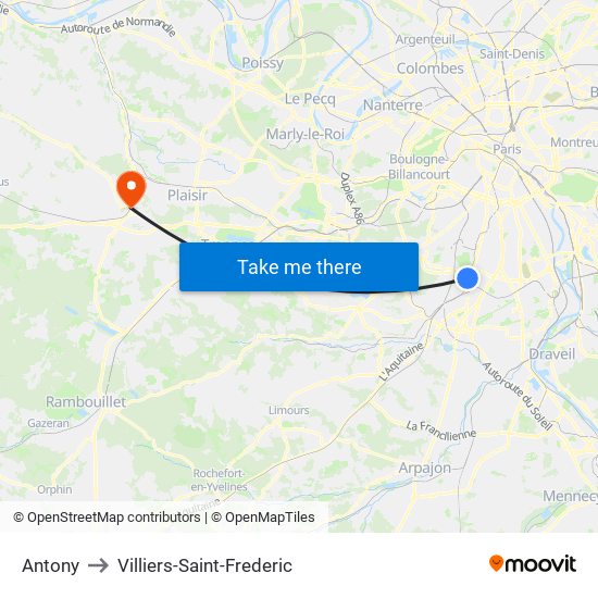 Antony to Villiers-Saint-Frederic map