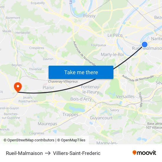 Rueil-Malmaison to Villiers-Saint-Frederic map