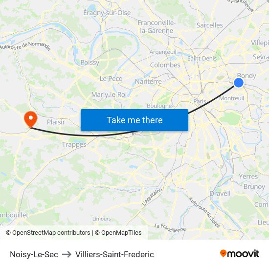 Noisy-Le-Sec to Villiers-Saint-Frederic map