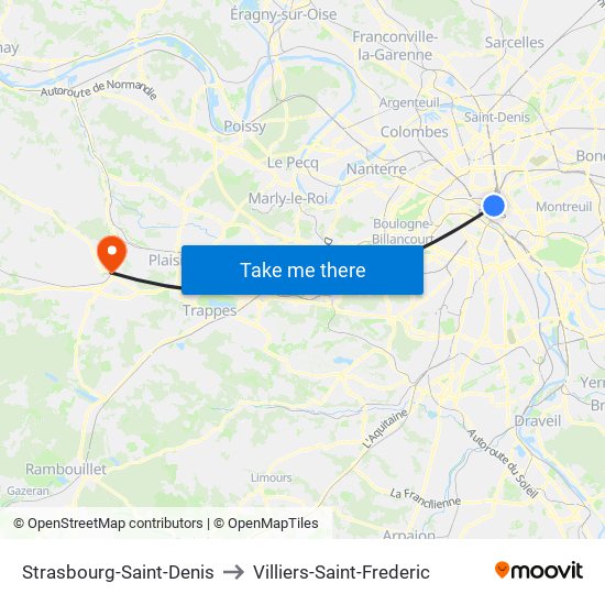 Strasbourg-Saint-Denis to Villiers-Saint-Frederic map