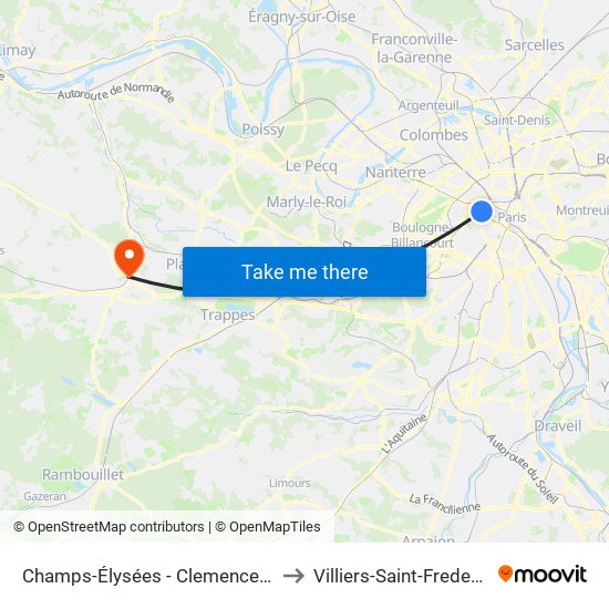 Champs-Élysées - Clemenceau to Villiers-Saint-Frederic map