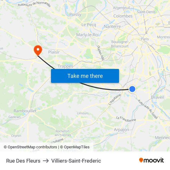 Rue Des Fleurs to Villiers-Saint-Frederic map