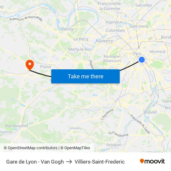 Gare de Lyon - Van Gogh to Villiers-Saint-Frederic map
