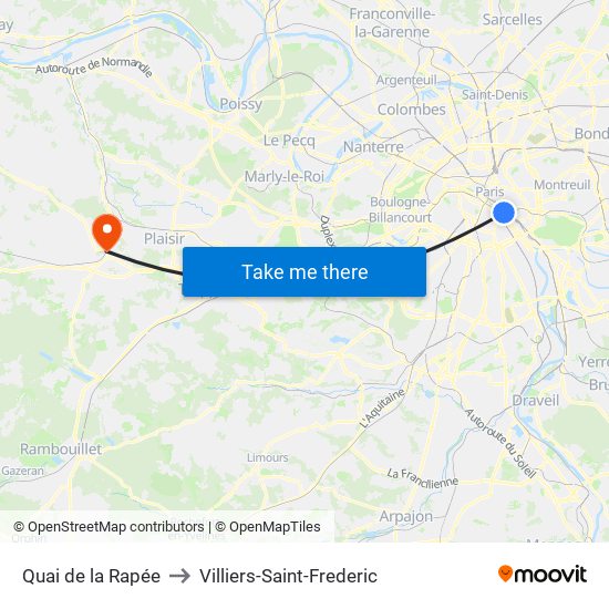 Quai de la Rapée to Villiers-Saint-Frederic map