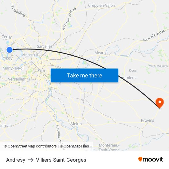Andresy to Villiers-Saint-Georges map