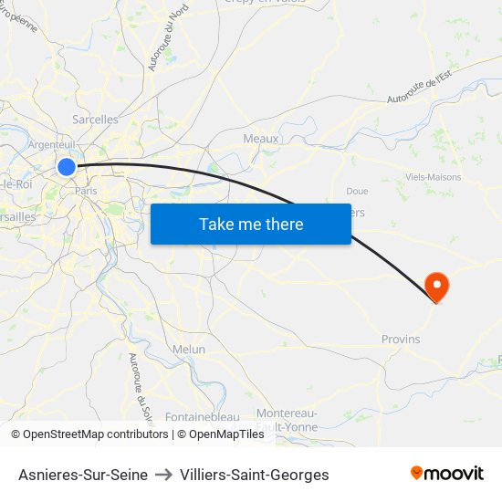 Asnieres-Sur-Seine to Villiers-Saint-Georges map