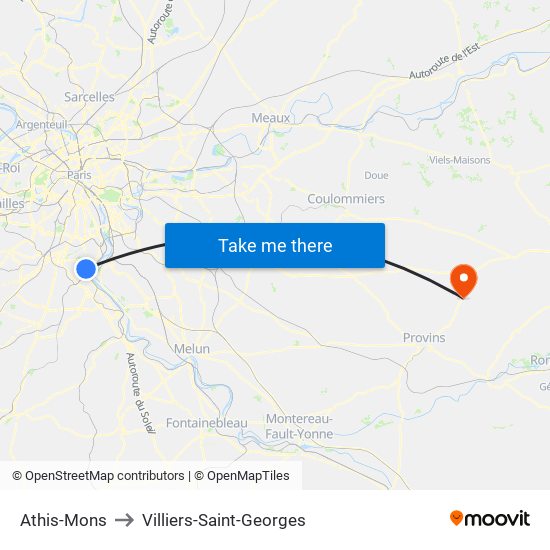 Athis-Mons to Villiers-Saint-Georges map