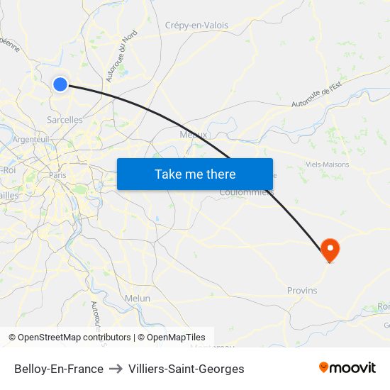 Belloy-En-France to Villiers-Saint-Georges map