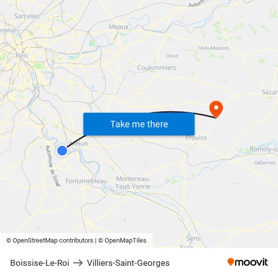 Boissise-Le-Roi to Villiers-Saint-Georges map