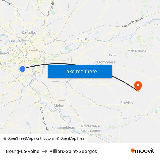 Bourg-La-Reine to Villiers-Saint-Georges map