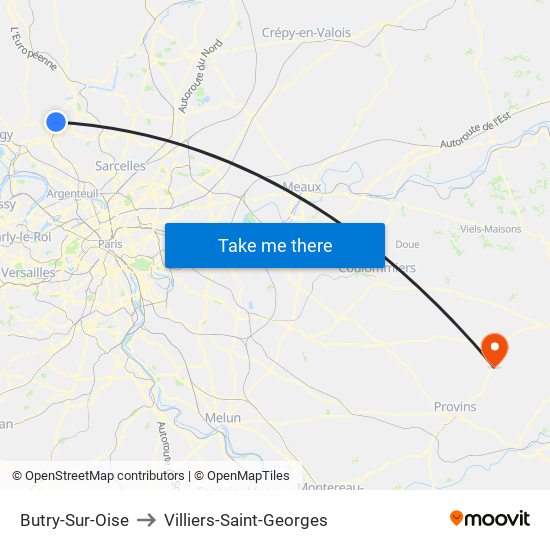 Butry-Sur-Oise to Villiers-Saint-Georges map