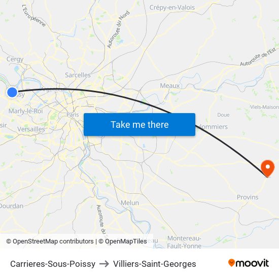 Carrieres-Sous-Poissy to Villiers-Saint-Georges map