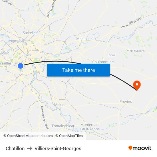 Chatillon to Villiers-Saint-Georges map