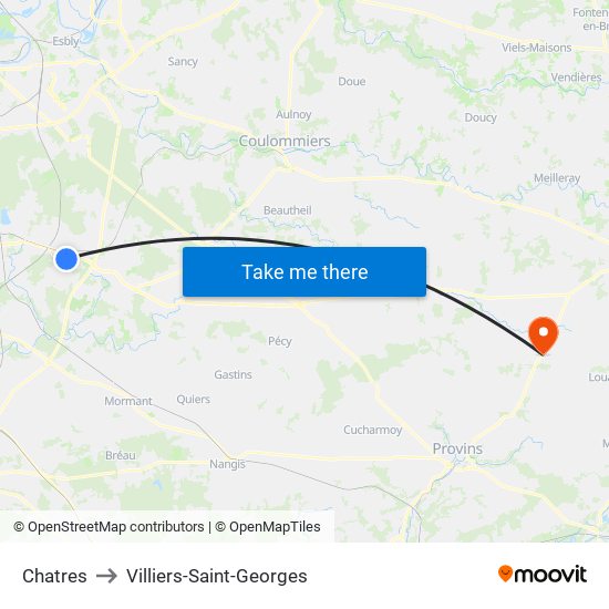 Chatres to Villiers-Saint-Georges map