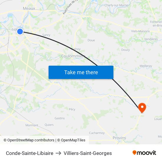 Conde-Sainte-Libiaire to Villiers-Saint-Georges map