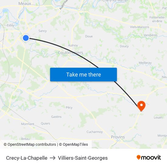 Crecy-La-Chapelle to Villiers-Saint-Georges map