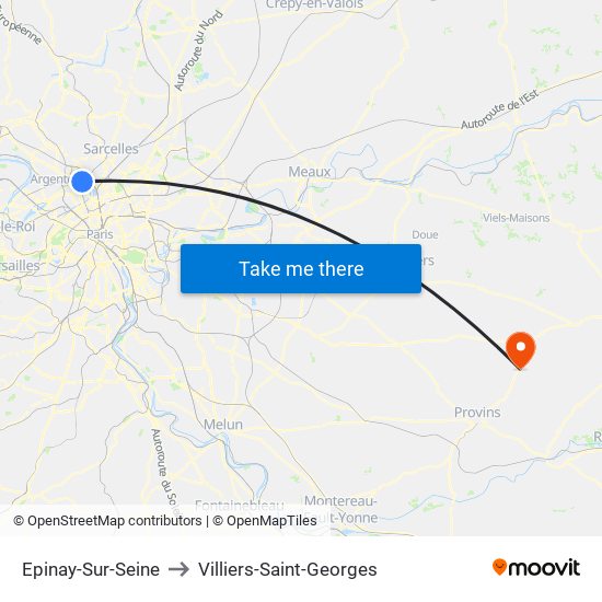 Epinay-Sur-Seine to Villiers-Saint-Georges map