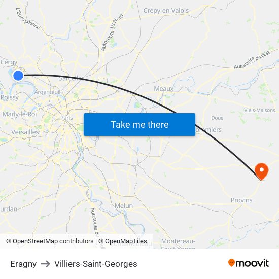 Eragny to Villiers-Saint-Georges map