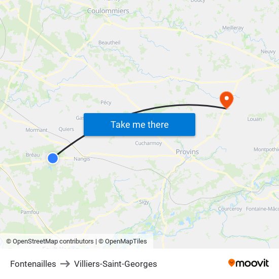 Fontenailles to Villiers-Saint-Georges map