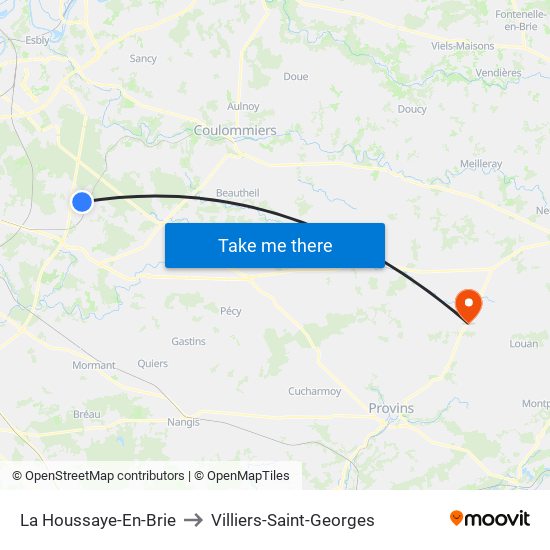 La Houssaye-En-Brie to Villiers-Saint-Georges map