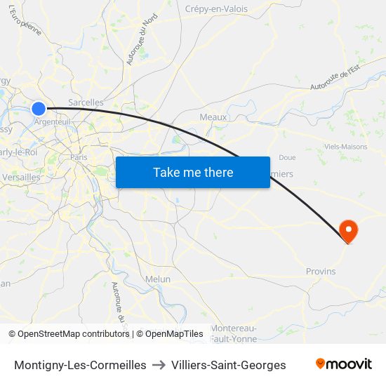Montigny-Les-Cormeilles to Villiers-Saint-Georges map