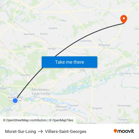 Moret-Sur-Loing to Villiers-Saint-Georges map