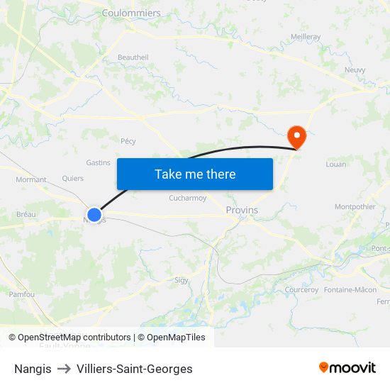 Nangis to Villiers-Saint-Georges map