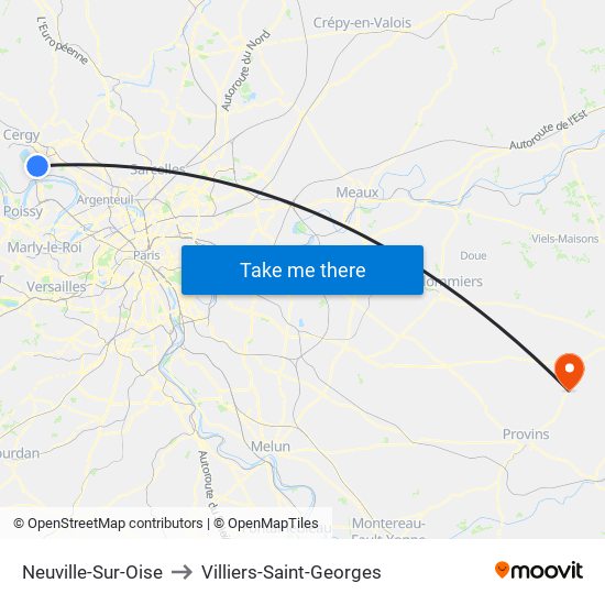 Neuville-Sur-Oise to Villiers-Saint-Georges map