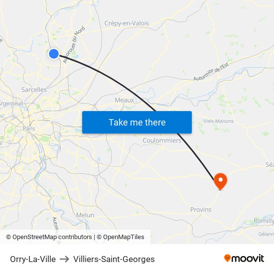 Orry-La-Ville to Villiers-Saint-Georges map