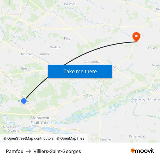 Pamfou to Villiers-Saint-Georges map