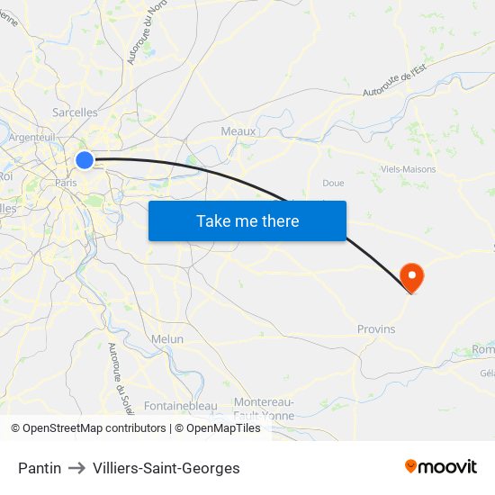 Pantin to Villiers-Saint-Georges map