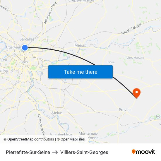 Pierrefitte-Sur-Seine to Villiers-Saint-Georges map